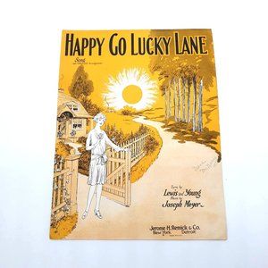 Vintage Sheet Music 1928 Happy Go Lucky Lane Voice Piano Ukulele Song